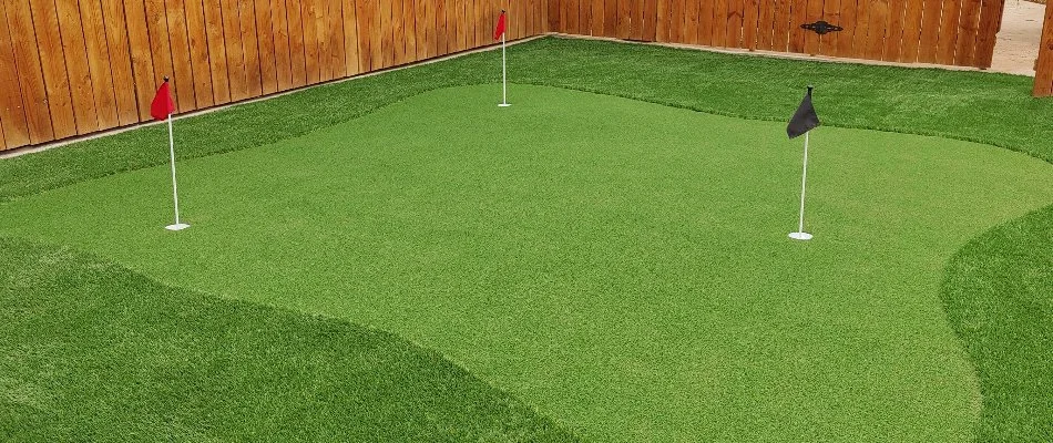 Putting green made with artificial turf in Lubbock, TX.