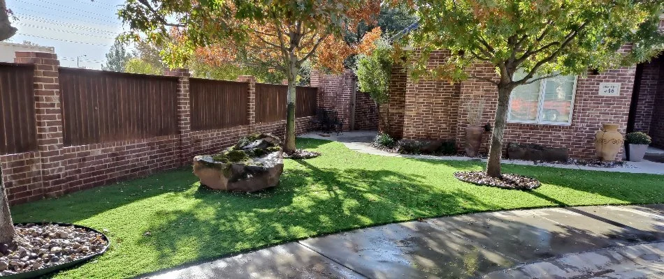 Artificial grass installed at a residence in Tahoka, TX.