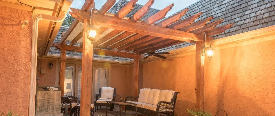 Outdoor lighting on a gazebo in Lubbock, TX.