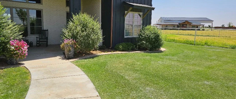 Healthy lawn outside home in Ransom Canyon, TX.