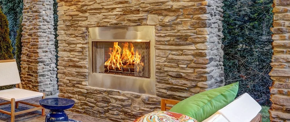 Wood-burning outdoor fireplace in Lubbock, TX.