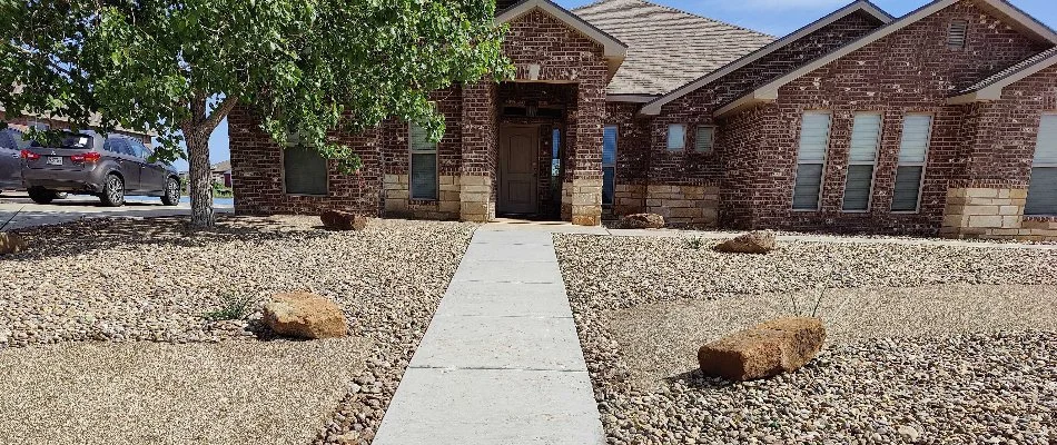 Rocks in a landscape in Lubbock, TX.